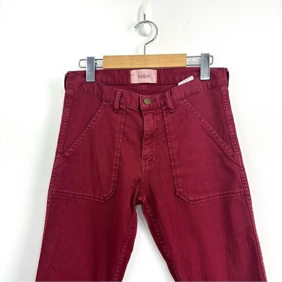 Ba&sh CSALLY - Red Slim-fit cotton jeans Sz 24 - Picture 4 of 16